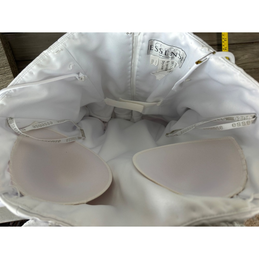 strapless satin white wedding gown from Essense of Australia with beading Size 8 - Picture 16 of 16
